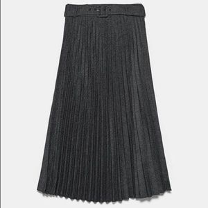 Zara Belted Pleated Skirt